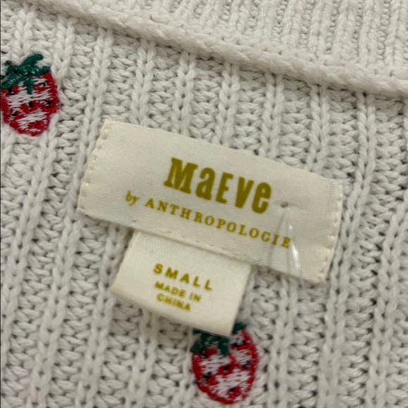 Maeve By Anthropologie Embroidered Strawberry Square Neck Sweater size small - Picture 6 of 6